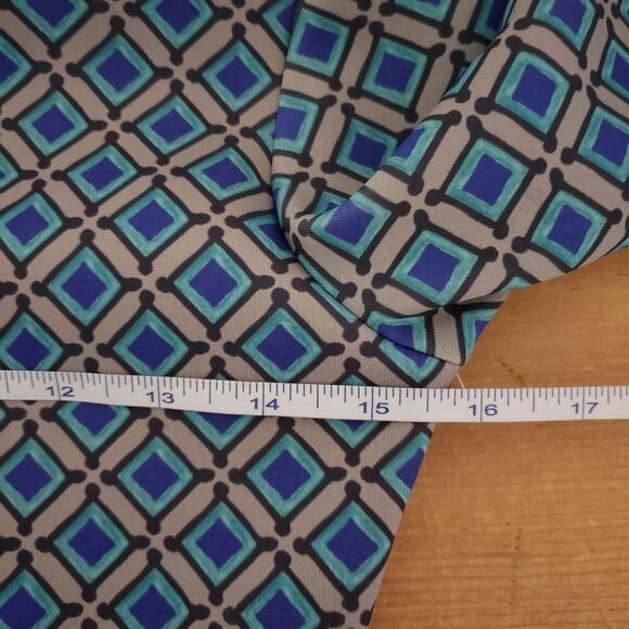 Animapop XS Small Long Sleeve Blue Print Asymmetrical Neckline Reversible Dress - Picture 5 of 16